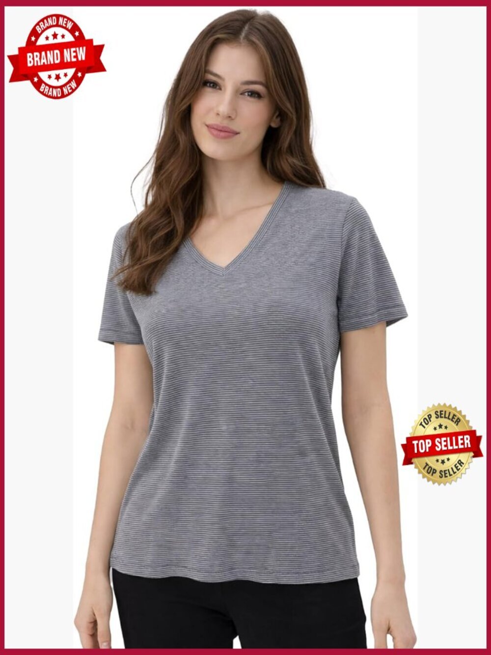 Merino Wool V Neck T-Shirt Women Short Sleeve Base Layer Odor Resistant Hiking